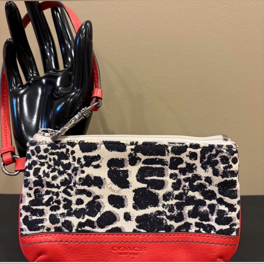 Coach Leopard Print Canvas Wristlet